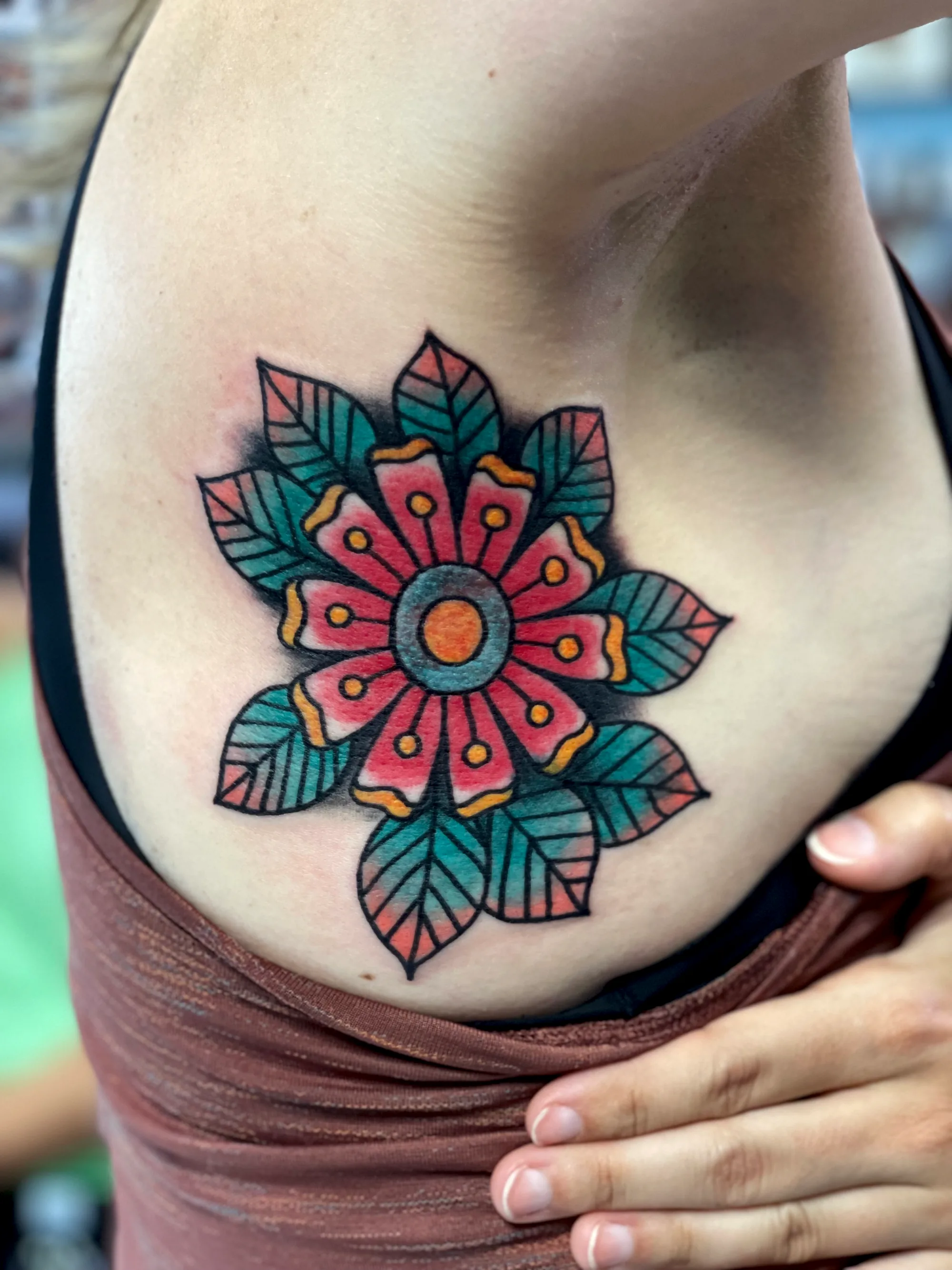 Geometric mandala forearm tattoo by Nate at Village Tattoo Company London Ontario