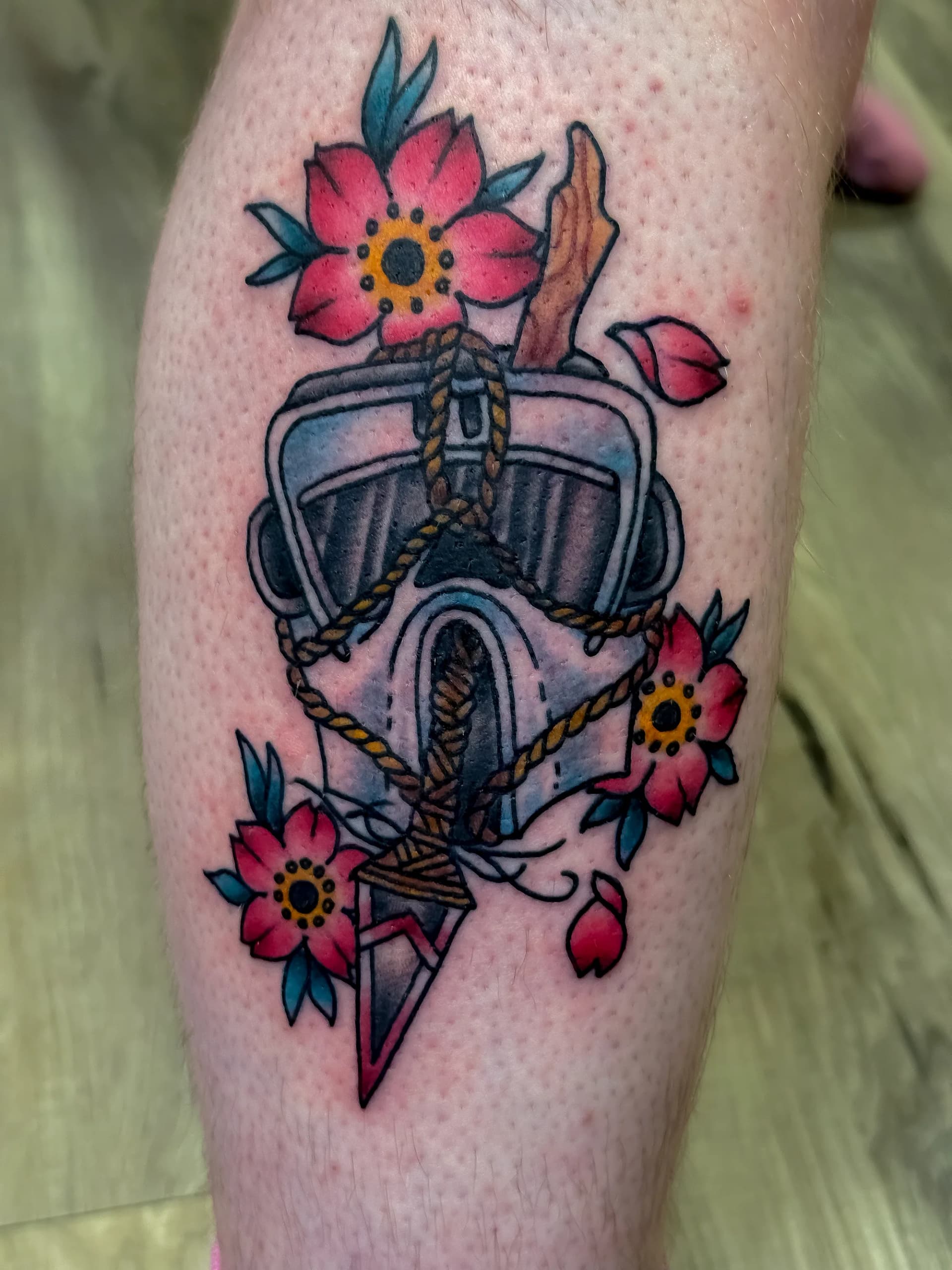 Star Wars themed traditional tattoo with cherry blossoms by Nate at Village Tattoo Company London Ontario
